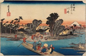 Kawasaki: Rokugōfärjan av Utagawa Hiroshige