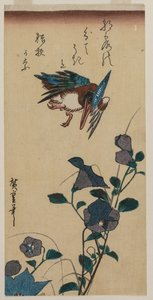 Kungsfiskare och kinesiska klockblommor av Utagawa Hiroshige