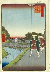 Kinokuni Hill och avlägsen utsikt över Akasaka och Tameike-dammen Hundra berömda utsikter över Edo, 1856-1858 av Utagawa Hiroshige