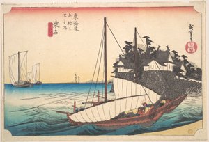 Kuwana, Shichi-Ri Watashi Guchi av Utagawa Hiroshige