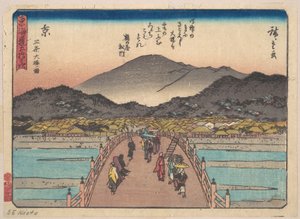 Kyoto: vy över Sanjō Ōhashi-bron av Utagawa Hiroshige