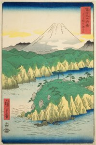 Lake at Hakone (Hakone no kosui), från serien "Thirty-six Views of Mount Fuji (Fuji sanjurokkei)" av Utagawa Hiroshige