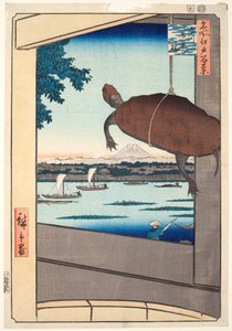 Mannen Bridge, Fukagawa, från serien "One Hundred Famous Views of Edo" av Utagawa Hiroshige