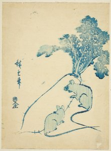 Möss och rädisa av Utagawa Hiroshige