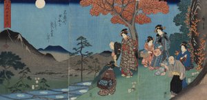 Månen speglad i risfälten vid Sarashina i Shinano-provinsen av Utagawa Hiroshige