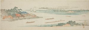 Naka-flodens mynning (Nakagawa guchi no zu), från en namnlös serie berömda vyer över Edo-förorterna av Utagawa Hiroshige