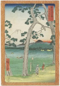 Mount Fuji till vänster sett från To_kaido_ Road, april 1858