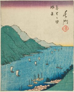 Nagato, sektion av blad nr. 15 från serien "Klipp ut bilder av provinserna (Kunikuzushi harimaze zue)" av Utagawa Hiroshige