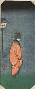 Nichomachi i Fuchu, sektion av ark nr. 6 från serien "Pictures of the Fifty-three Stations of the Tokaido (Tokaido gojusan tsugi zue)" av Utagawa Hiroshige