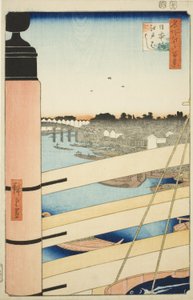 Japan B Ridge Plan d Edo B Ridge (Nihonbashi, Edobashi), från serien "Ridge dre d fa net s Views of Edo (One Hundred Famous Views of Edo)" av Utagawa Hiroshige