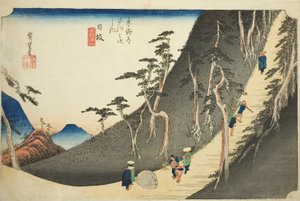Nissaka: Sayo Mountain Pass (Nissaka, Sayo no nakayama), från serien "Fifty-three Stations of the Tokaido (Tokaido gojusan tsugi no uchi)," även känd som Hoeido Tokaido av Utagawa Hiroshige
