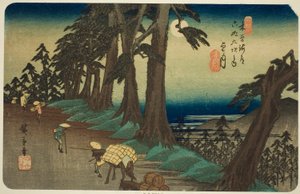 av. 26: Mochizuki, från seriens "shi x ty ne s ta on s of te kisokaid (kisokaido rokujukyu tsugi no uchi)" av Utagawa Hiroshige