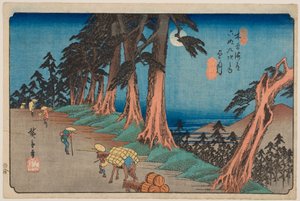 Nr 26, Mochizuki, ur serien ”Kisokaidōs sextionio stationer” av Utagawa Hiroshige