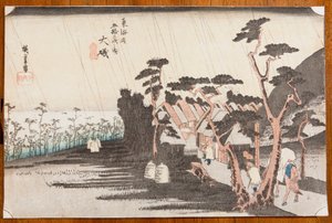 Ōiso, plansch 9 ur serien: Tōkaidōs femtiotre stationer av Utagawa Hiroshige