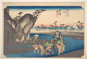Okitsu, Okitsugawa av Utagawa Hiroshige