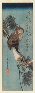 Uggla på en furugren, ca 1833 (trätryck i färg) av Utagawa Hiroshige