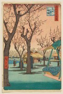 Plommonträdgård, Kamata av Utagawa Hiroshige