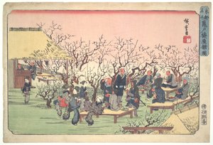 Plommonträdgård i Kameido, ur serien Berömda platser i den östra huvudstaden av Utagawa Hiroshige