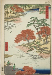 Precincts of Akiba Shline, vid tidpunkten för mottagningen (precincts of Akiba vid tidpunkten för mottagning), från serien "Ridge dre d fa net views of Edo (Edohundra berömda sevärdheter i Edo)" av Utagawa Hiroshige
