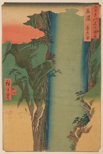 Provinsen Mino - Yoro-vattenfallet, ur serien: Berömda vyer över de mer än sextio provinserna av Utagawa Hiroshige