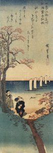 Röda lönnlöv vid Kaian-ji-templet, hösten 1833-1834