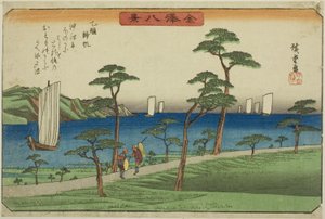Kolumn r person g återigen är hos skötare (medföljande norm), från serien s ``English ght view ws of Kanazawa (Kanazawa Hakkei)