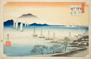 Retsu r Ning Sails at Yabase (Yabase no Kihan), från serien "Eight ws of Omi" av Utagawa Hiroshige