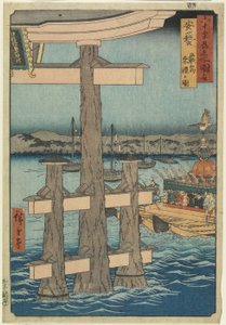RokuScene vid Itsukushima-helgedomen, Aki-provinsen, 1853
