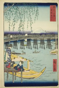 Ryogoku-bron i den östra huvudstaden (Toto Ryogoku), från serien "Trettiosex utsikter över berget Fuji (Fuji sanjurokkei)" av Utagawa Hiroshige