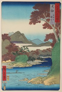 Floden Tatsuta och bergen i provinsen Yamato / Yamato Tatsuta-yama Tatsuta-gawa, bild 2 i serien: Utsikter över berömda platser i drygt sextio provinser / Rokuju yoshu meisho zue av Utagawa Hiroshige