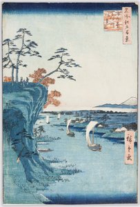 Tonefloden vid Konodai, blad 95 i serien: Hundra berömda vyer över Edo av Utagawa Hiroshige