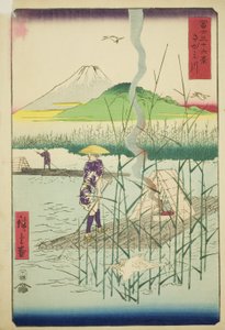 Sagami River (Sagamigawa), från serien "Thirty-six Views of Mount Fuji (Fuji sanjurokkei)" av Utagawa Hiroshige