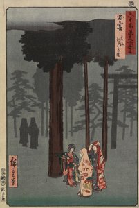 Scen för Hotohoto-festivalen i Izumo Shrine, Izumo-provinsen, december 1853