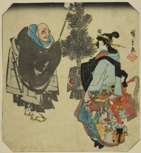 Seki: Priest Ikkyu and the Hell Courtesan, från serien "Fifty-three Pairings for the Tokaido Road (Tokaido gojusan tsui)" av Utagawa Hiroshige