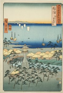 Settsu Project: Idemi Bea ch at SumiyoshiーOh d Proinses av Utagawa Hiroshige