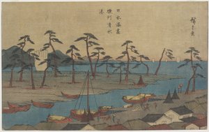 Shimizu hamn i Suruga-provinsen, ca. 1840-1843