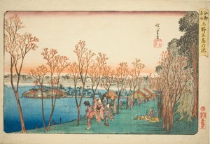 Shinobazu Pond on (Övre Shinobazu Pond), från Teseries av Utagawa Hiroshige