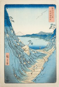 Shiojiri Pass i Shinano-provinsen (Shinano Shiojiri toge), från serien "Trettiosex utsikter över berget Fuji (Fuji sanjurokkei)" av Utagawa Hiroshige