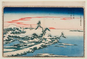 Snö på nyårsdagen i Susaki, ur serien "Berömda platser i den östra huvudstaden" av Utagawa Hiroshige