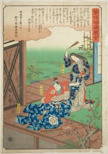 Soga på Goro förmanad av sin mor, från serien "Illustrerad berättelse om bröderna Soga (Soga monogatari zue)" av Utagawa Hiroshige