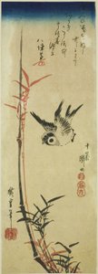 Sparv och bambu av Utagawa Hiroshige