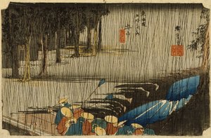 Vårregn vid Tsuchiyama av Utagawa Hiroshige