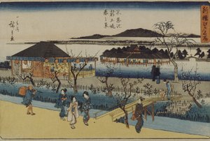 Vårvy över den nya vallen vid Shinobazu av Utagawa Hiroshige