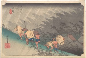 Plötsligt regn i Shōno av Utagawa Hiroshige