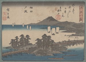 "Sunset Glow at Seta" från serien "Eight Views of Omi", ca 1835