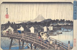 Solskur vid Nihonbashi, ur serien Berömda platser i den östra huvudstaden av Utagawa Hiroshige