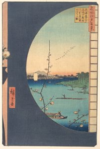 Suijin-skogen och Uchikawa vid Susaki av Utagawa Hiroshige