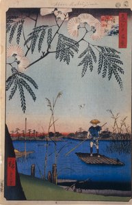 Ayasefloden och Kanegafuchi Hundra berömda utsikter över Edo, 1856-1858 av Utagawa Hiroshige