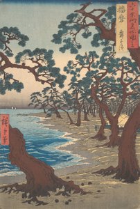 Stranden vid Maiko i Harima-provinsen, ur serien Vyer över berömda platser i de drygt sextio provinserna av Utagawa Hiroshige