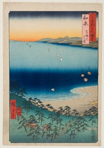 Stranden vid Takashi i Izumi-provinsen, ur serien ”Berömda platser i de drygt sextio provinserna” av Utagawa Hiroshige